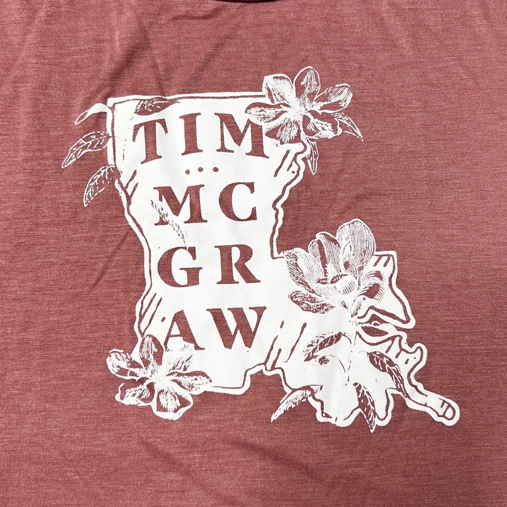 NWOT Tim McGraw Sunny Hometown Graphic Muscle T-Shirt Mauve Women’s S - Picture 3 of 6